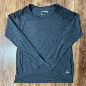 Reebok Shirt Womens Logo Crew Neck Long Sleeve Black Size Small